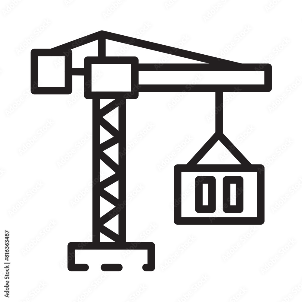 Crane Hook Tools Line Icon Crane Hook Tools Line Icon