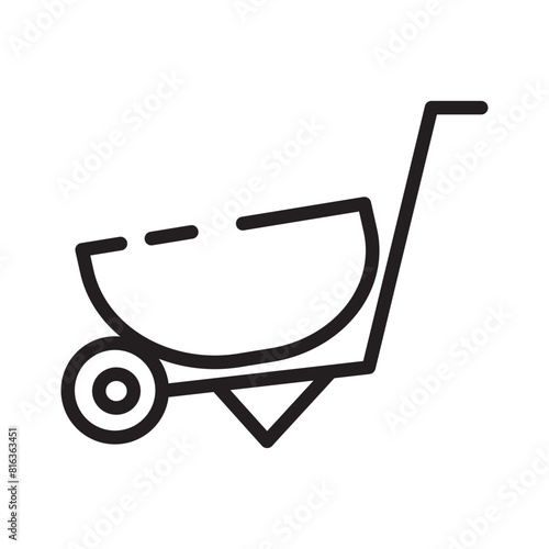 Carry Tool Wheelbarrow Line Icon