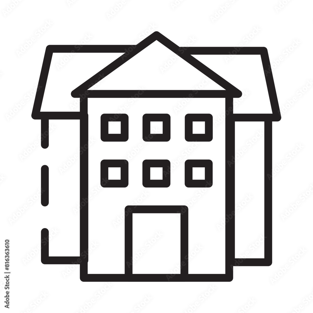 Obraz na plátně Apartment Building Built Line Icon