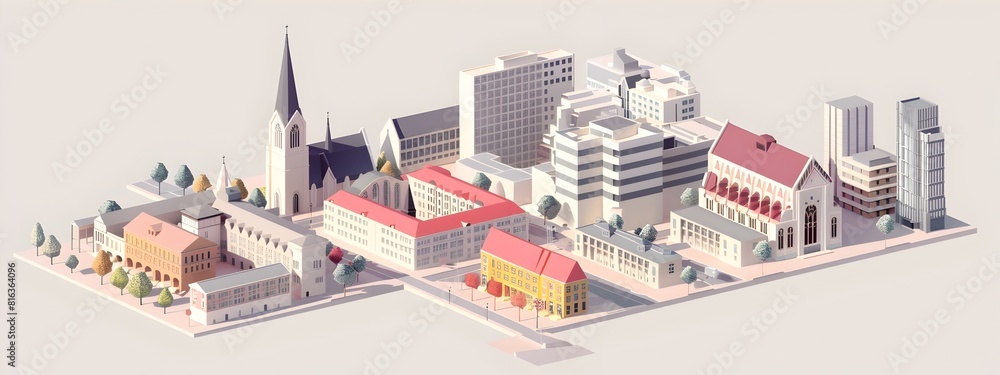 Frequency of Architectural Landmarks Visualized A Stylized D Perspective