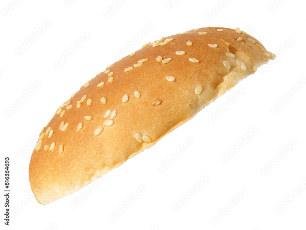 Half of fresh burger bun isolated on white Half of fresh burger bun isolated on white