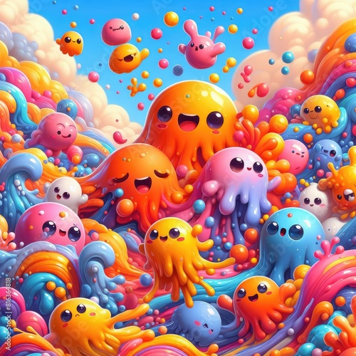 Cute Monsters  Child-Friendly Oil Painted Background