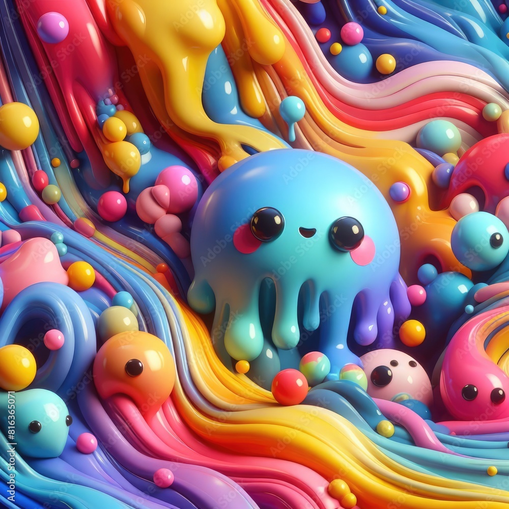 Cute Monsters: Child-Friendly Oil Painted Background Cute Monsters: Child-Friendly Oil Painted Background