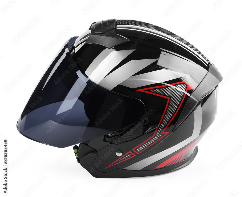 Fototapeta premium Modern motorcycle helmet with visor isolated on white