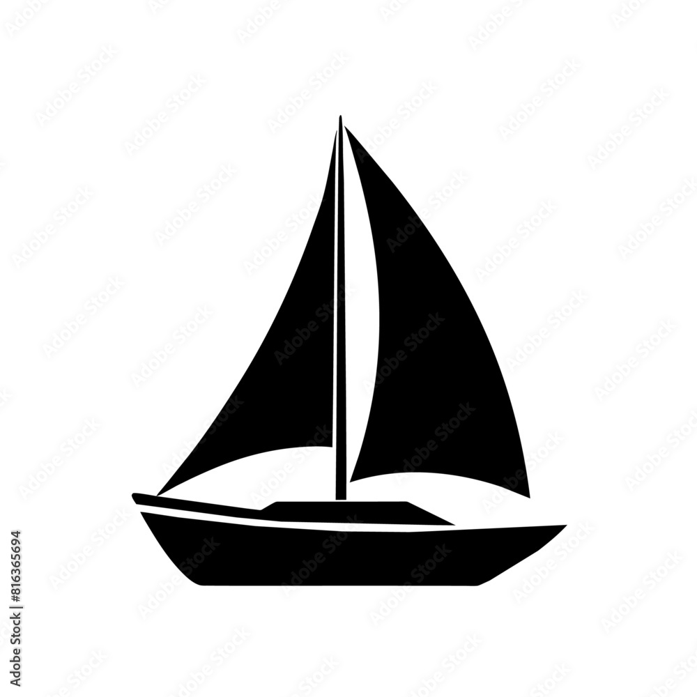 a sailboat vector silhouette isolated on a white background