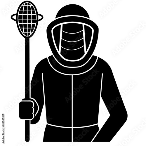 Beekeeper Beekeeping Face Mask silhouette design, black color illustration