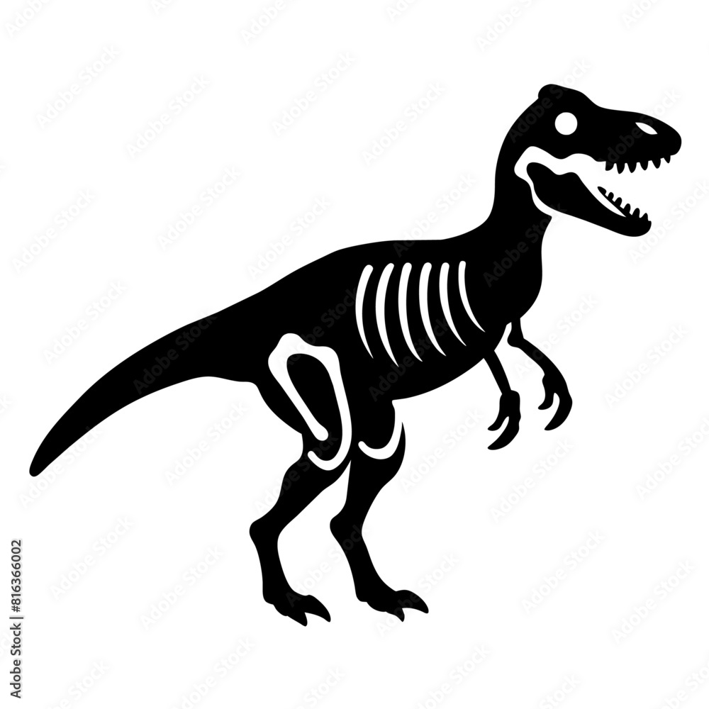 Fototapeta premium Dinosaur skeleton T rex icon black color vector black color silhouette, white background