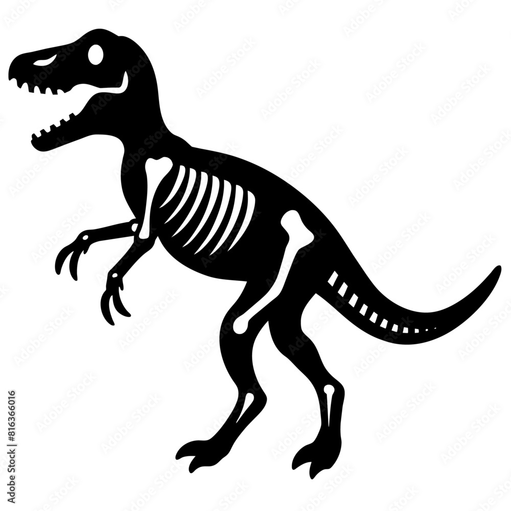 Fototapeta premium Dinosaur skeleton T rex icon black color vector black color silhouette, white background