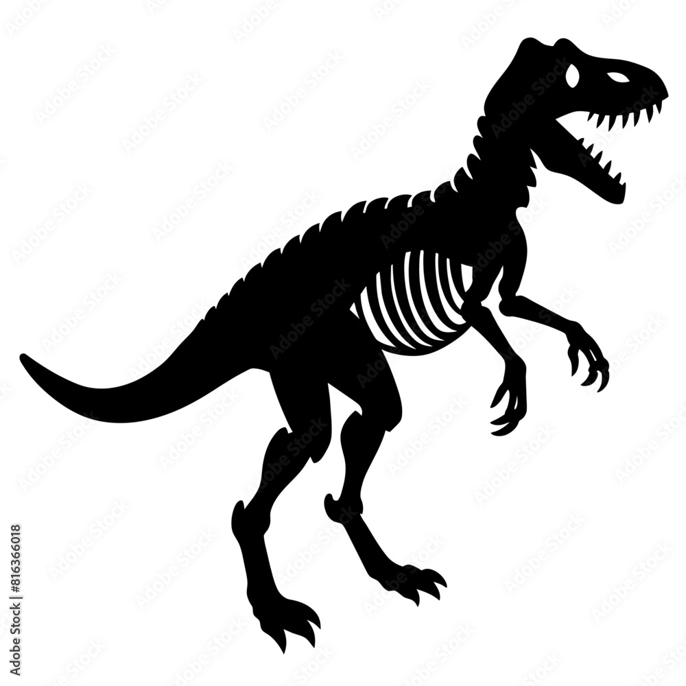 Fototapeta premium Dinosaur skeleton T rex icon black color vector black color silhouette, white background