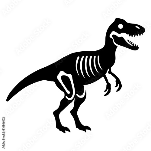 Dinosaur skeleton T rex icon black color vector black color silhouette  white background