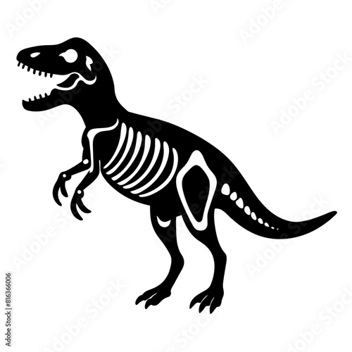 Dinosaur skeleton T rex icon black color vector black color silhouette  white background