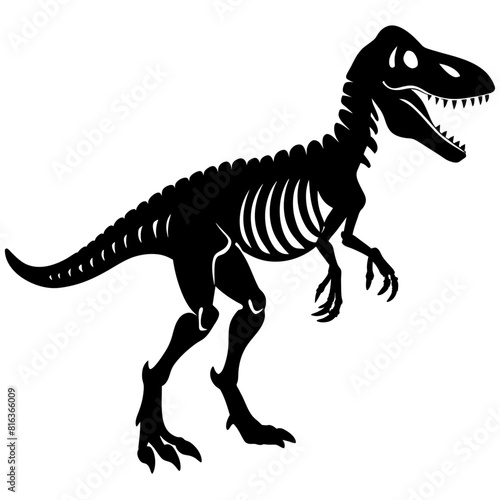 Dinosaur skeleton T rex icon black color vector black color silhouette  white background