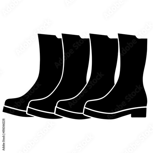 Fisherman boot vector silhouette black color illustration