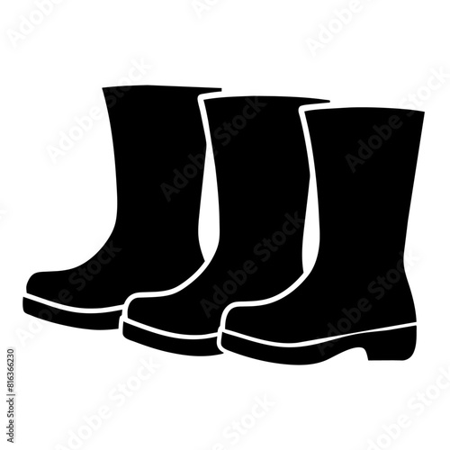 Fisherman boot vector silhouette black color illustration