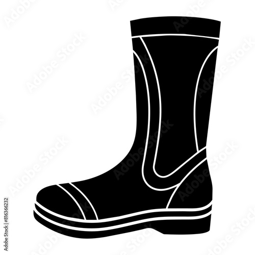 Fisherman boot vector silhouette black color illustration