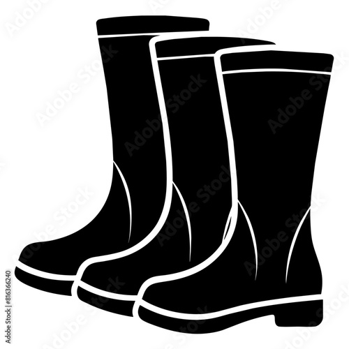 Fisherman boot vector silhouette black color illustration