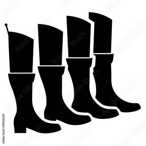 Fisherman boot vector silhouette black color illustration