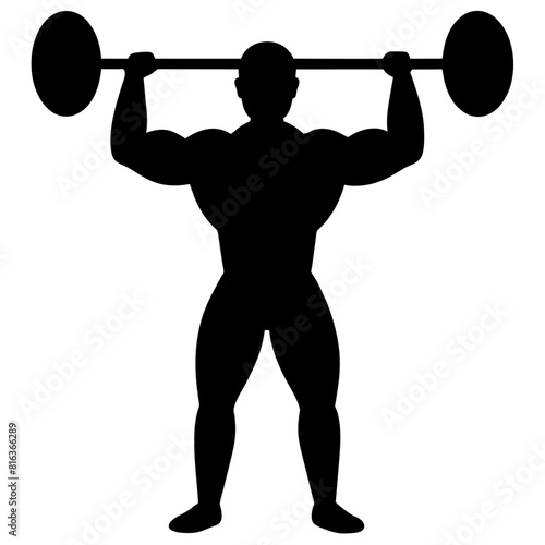 body builder doing workout vector silhouette black color illustration