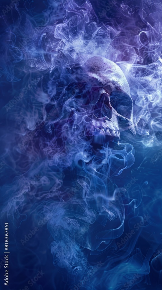 Eerie skull surrounded by mystic smoke Eerie skull surrounded by mystic smoke