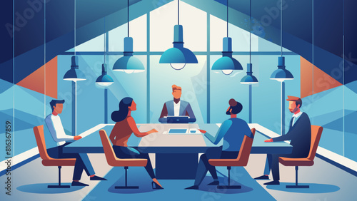 Young business people meeting office teamwork black businesswoman corporate discussion laptop businessman modern flat design simple vector illustration office silhouette background;