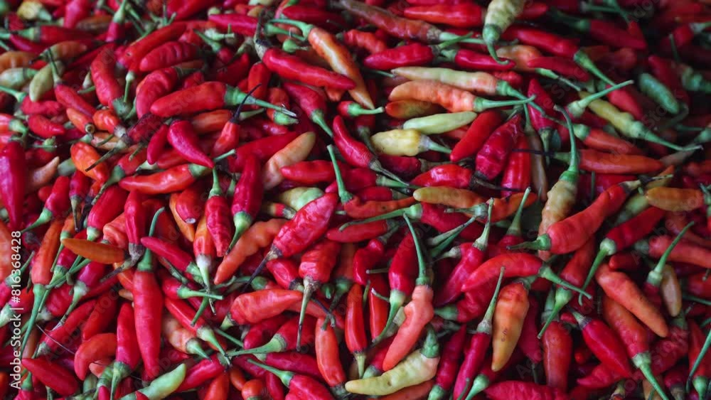 Pile of red chilies in a bamboo basket. Zoom out. Focus selected Pile of red chilies in a bamboo basket. Zoom out. Focus selected