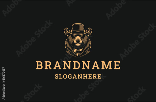 Bear hat logo template vector illustration design photo