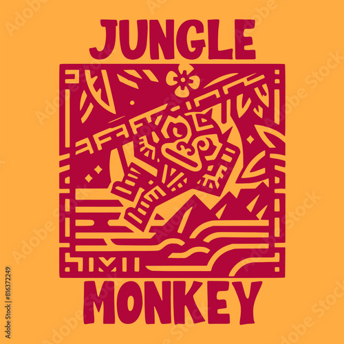 Jungle Monkey Vector Art  Illustration and Graphic