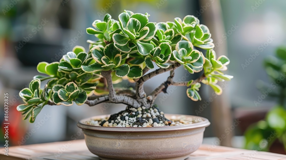 Chic Crassula Blue Bird Variegated Bonsai Styled Indoor Plant Chic Crassula Blue Bird Variegated Bonsai Styled Indoor Plant