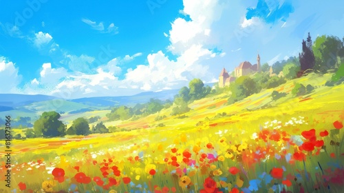 illustration art style anime of spring  autumn  summer  winter backgroun