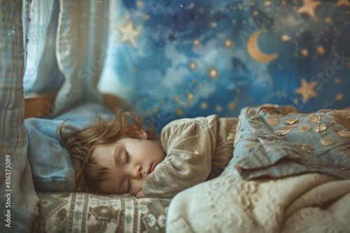 Wallpaper Mural Baby sleeping under moonlit starry night sky. Torontodigital.ca