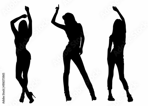 collection of female street dance hip hop dancers in silhouette