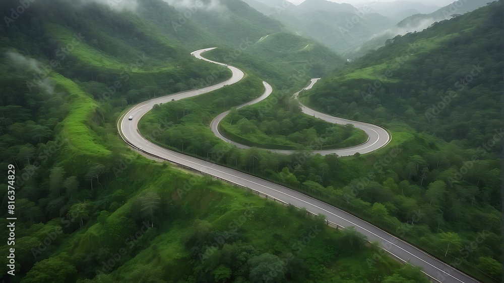 Beautiful winding road through the mountains Beautiful winding road through the mountains