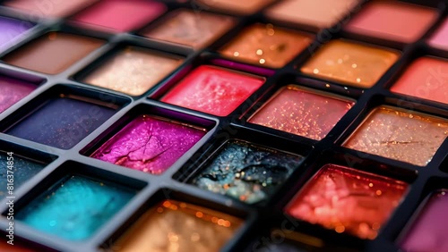 A dazzling array of highend makeup palettes each offering a range of luxurious shades to create any desired look. photo