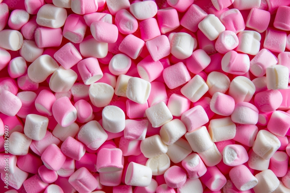 Pink and white marshmallows, close-up Pink and white marshmallows, close-up