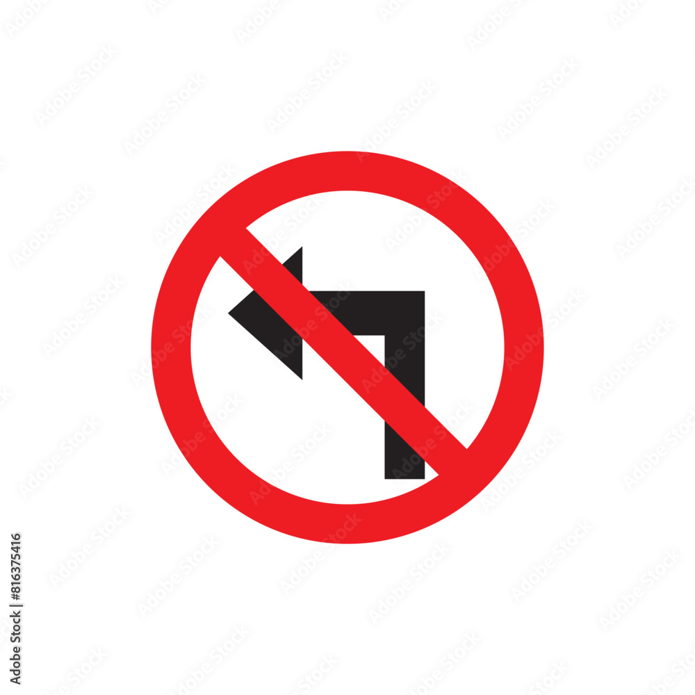 left turn prohibition sign icon left turn prohibition sign icon