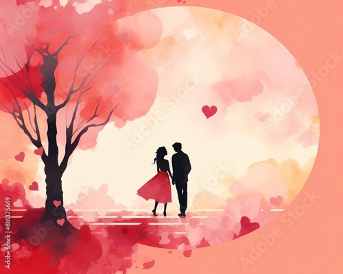 Secret admirer flat design top view romantic mystery theme water color Splitcomplementary color scheme