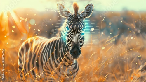 Amazing closeup charismatic of a zebra in a news reporter outfit photo
