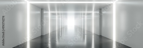 White futuristic corridor with neon lighting