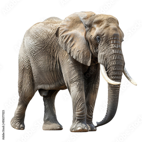 a large elephant with tusks walking on a white surface  transparent background png