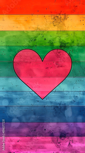 HEART ON COLORFUL WOODEN BACKGROUND. 