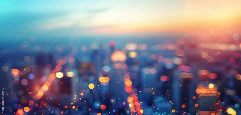 Obraz premium Impressionist strokes capture the city at dusk in abstract form.