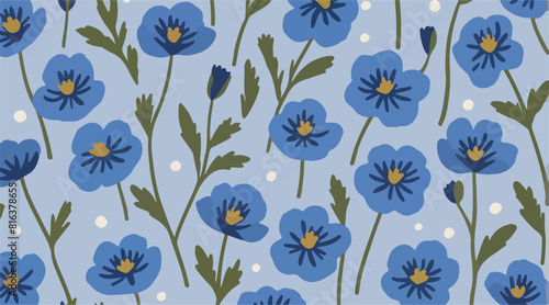Ready-to-Print Repeatable Himalayan Blue Poppy Patterns - Vector Illustration