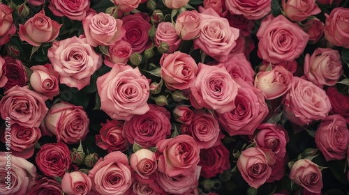 Pink Roses in Close up View