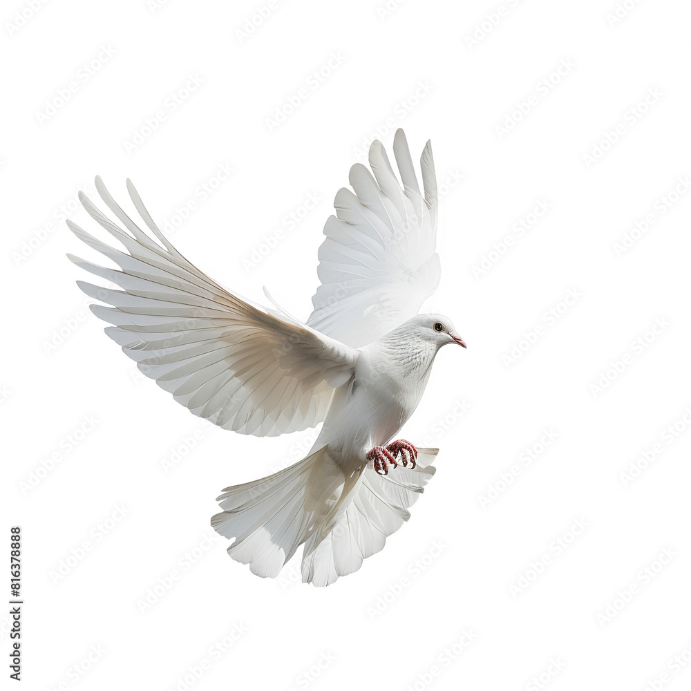 Obraz premium a white bird flying in the air with its wings spread, transparent background png