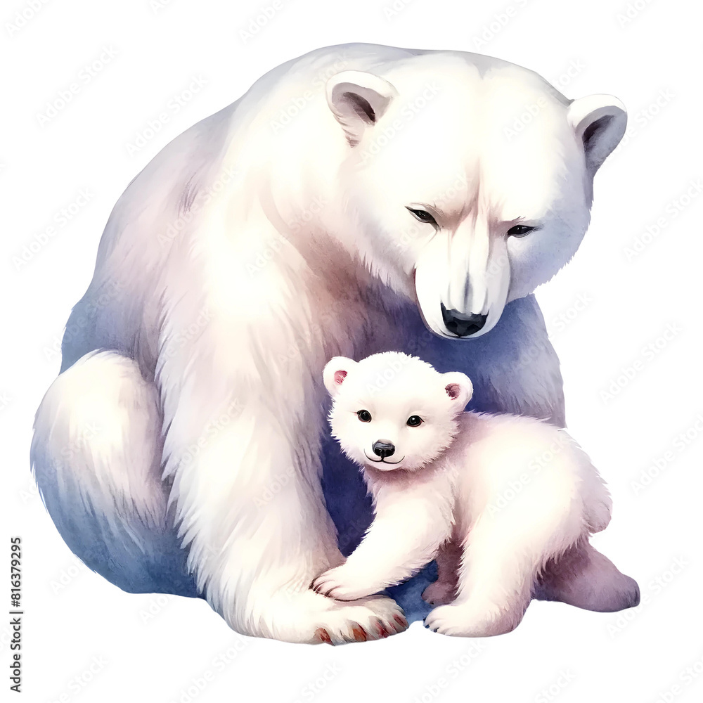 3d polar bear and her cub 3d polar bear and her cub