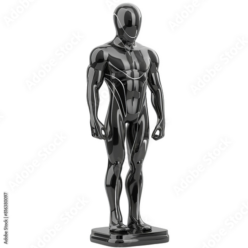 a black mannequin standing on a base, transparent background png © LUPACO PNG