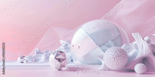 Abstract pastel landscape with geometric shapes