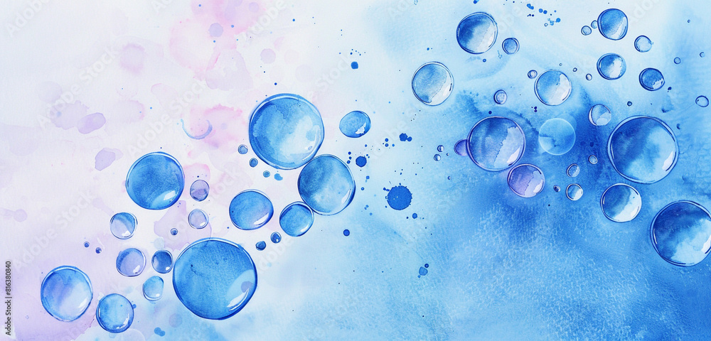 Vivid electric blue watercolor blobs on holographic canvas.