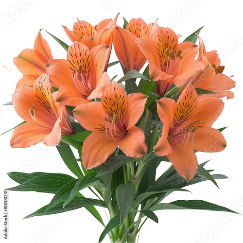 a vase with orange flowers in it on a white background, transparent background png