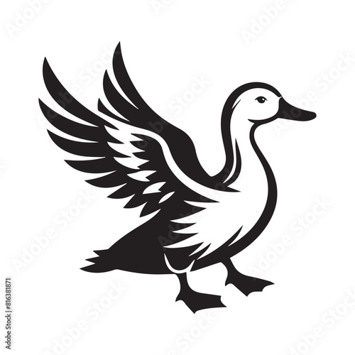 Duck Silhouette flat vector illustration.